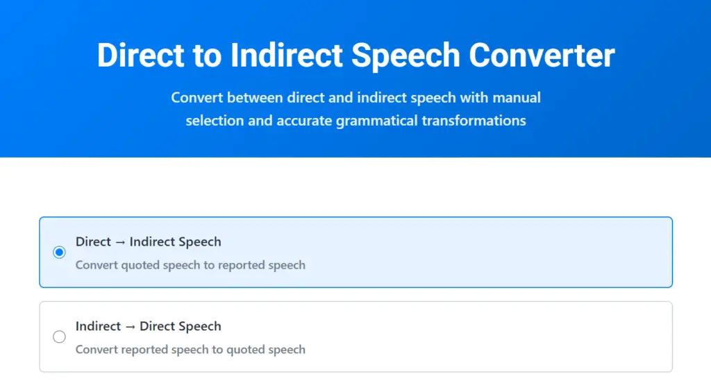 Direct to Indirect Speech Converter