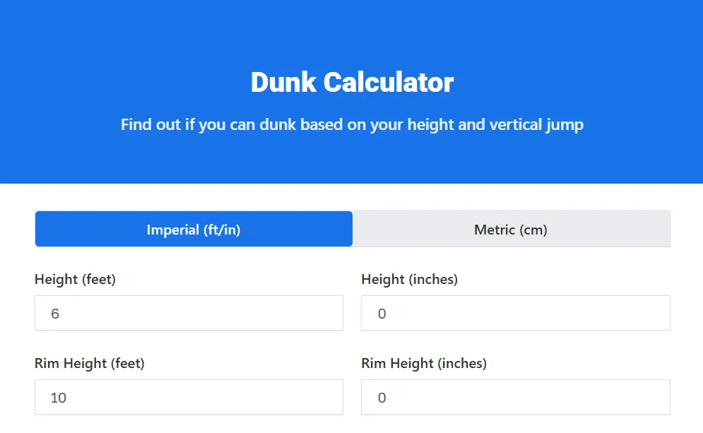 Dunk Calculator